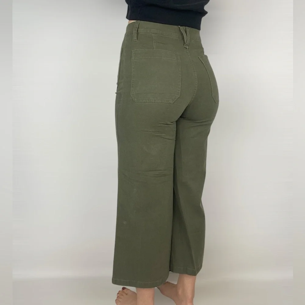 J CREW POINT SUR Wide Leg Crop Size 27 Stretch High Rise‎ Boho Casual Green